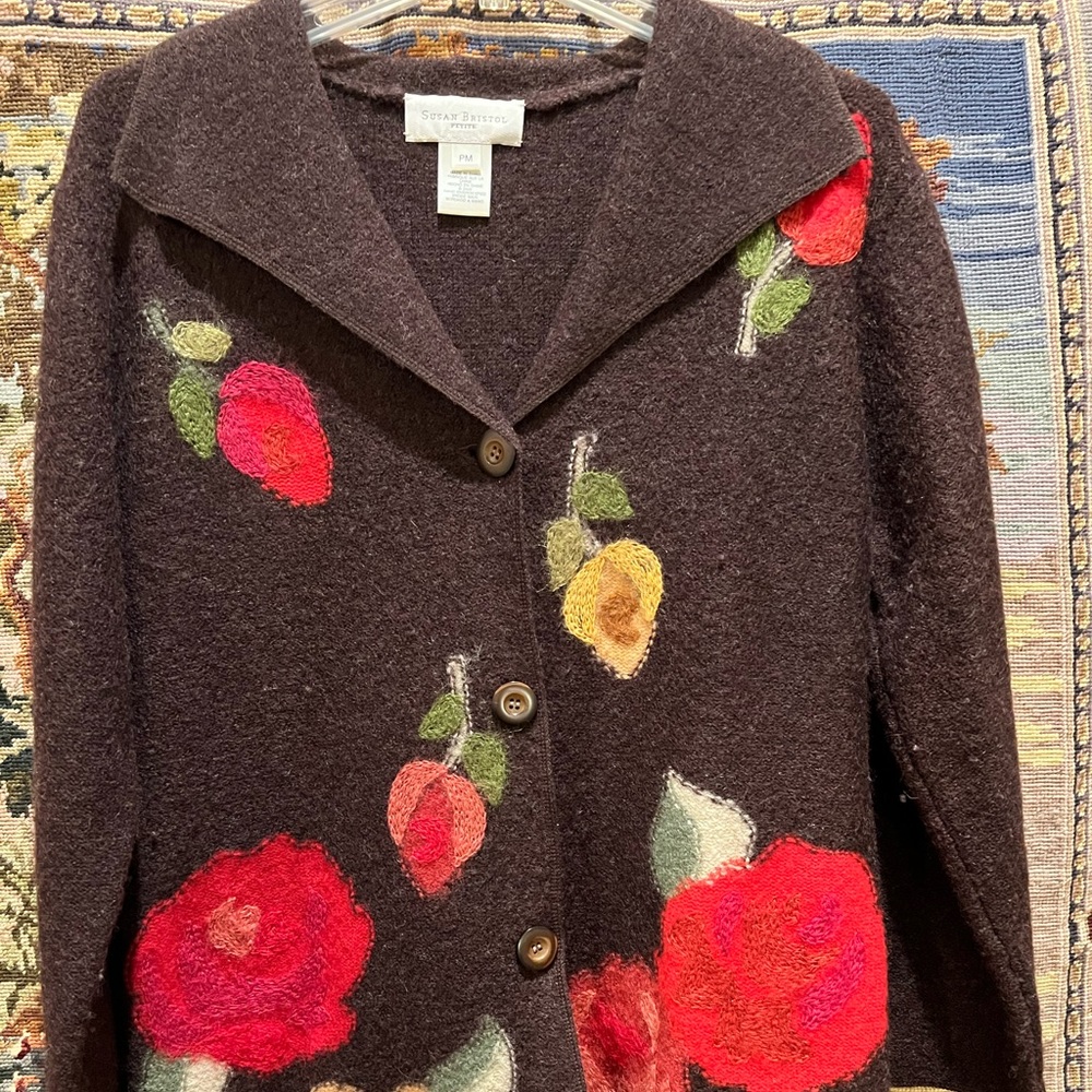 Elegant Susan Bristol hand embroidered wool jacket